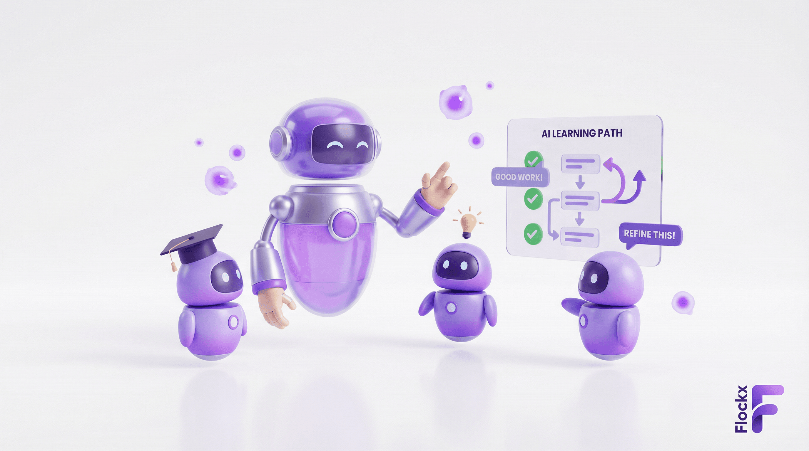 Coaching Your AI Team - Mentor robot teaching AI specialists