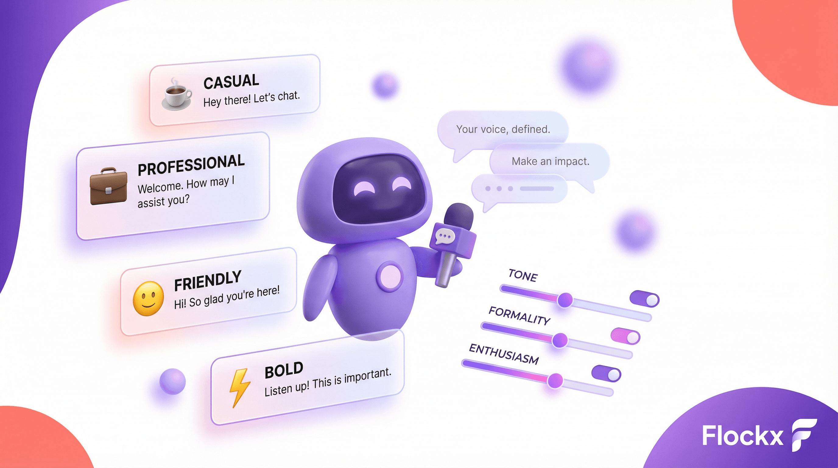 Setting Up Your Brand Voice - AI robot with voice customization options