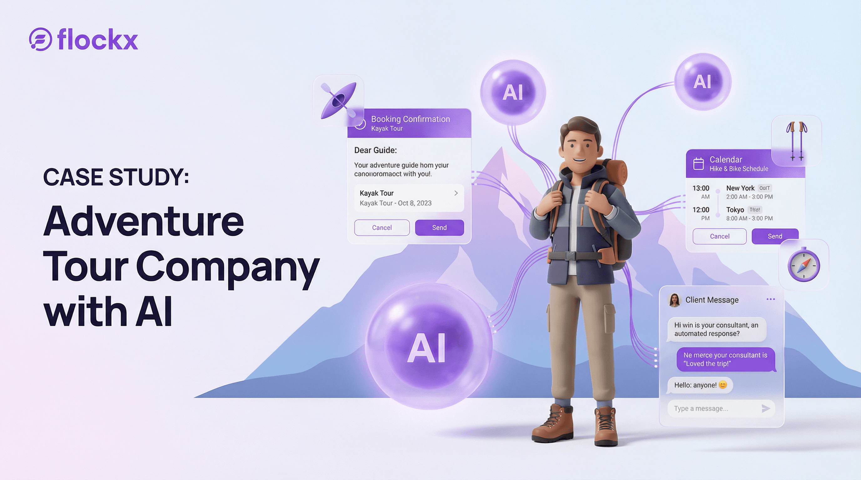 Adventure tour guide scaling business with Flockx AI team assistance
