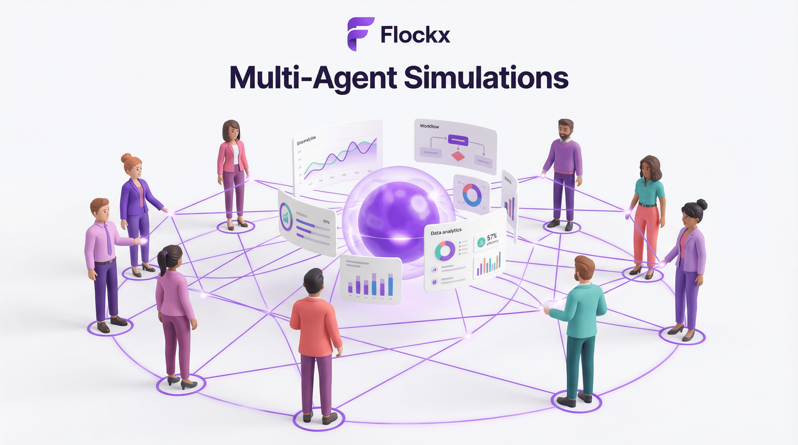 Multi-Agent Simulations - AI robot characters collaborating inside a holographic simulation dome