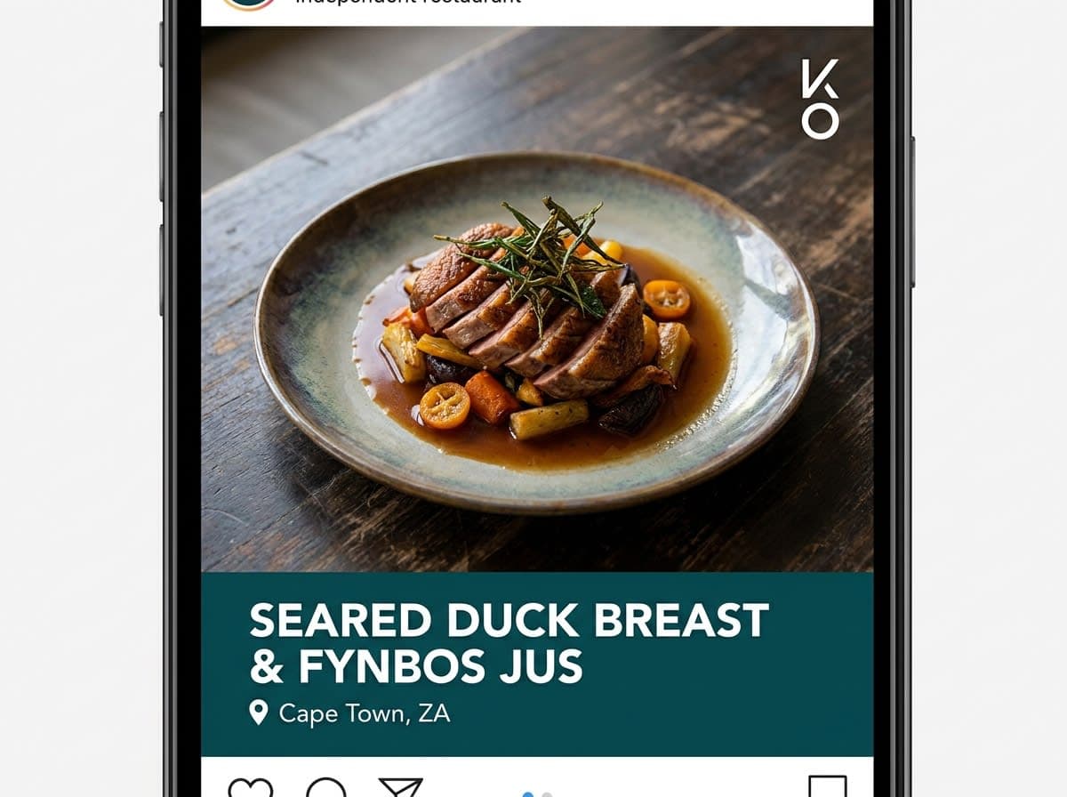 Styled dish photography - seared duck breast with fynbos jus