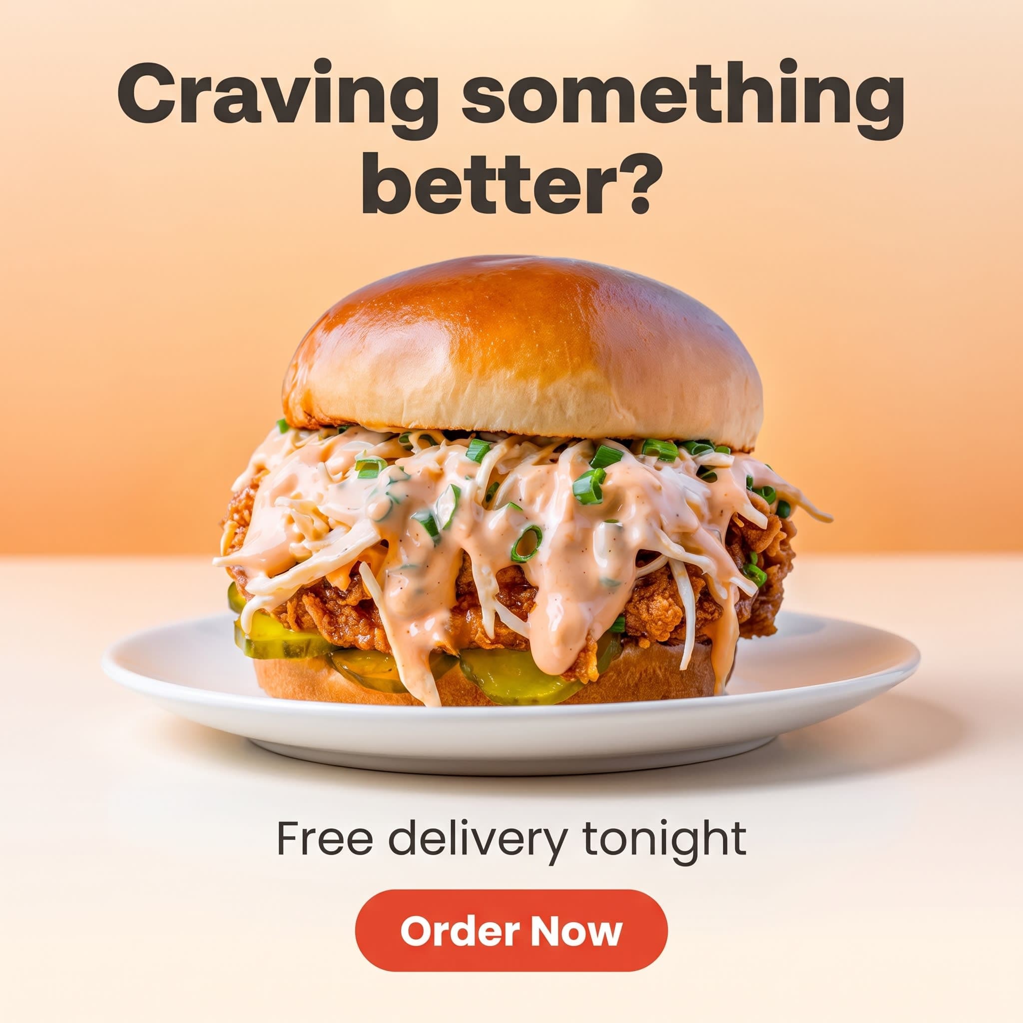 Square delivery ad with the headline Craving something better? and an Order Now button