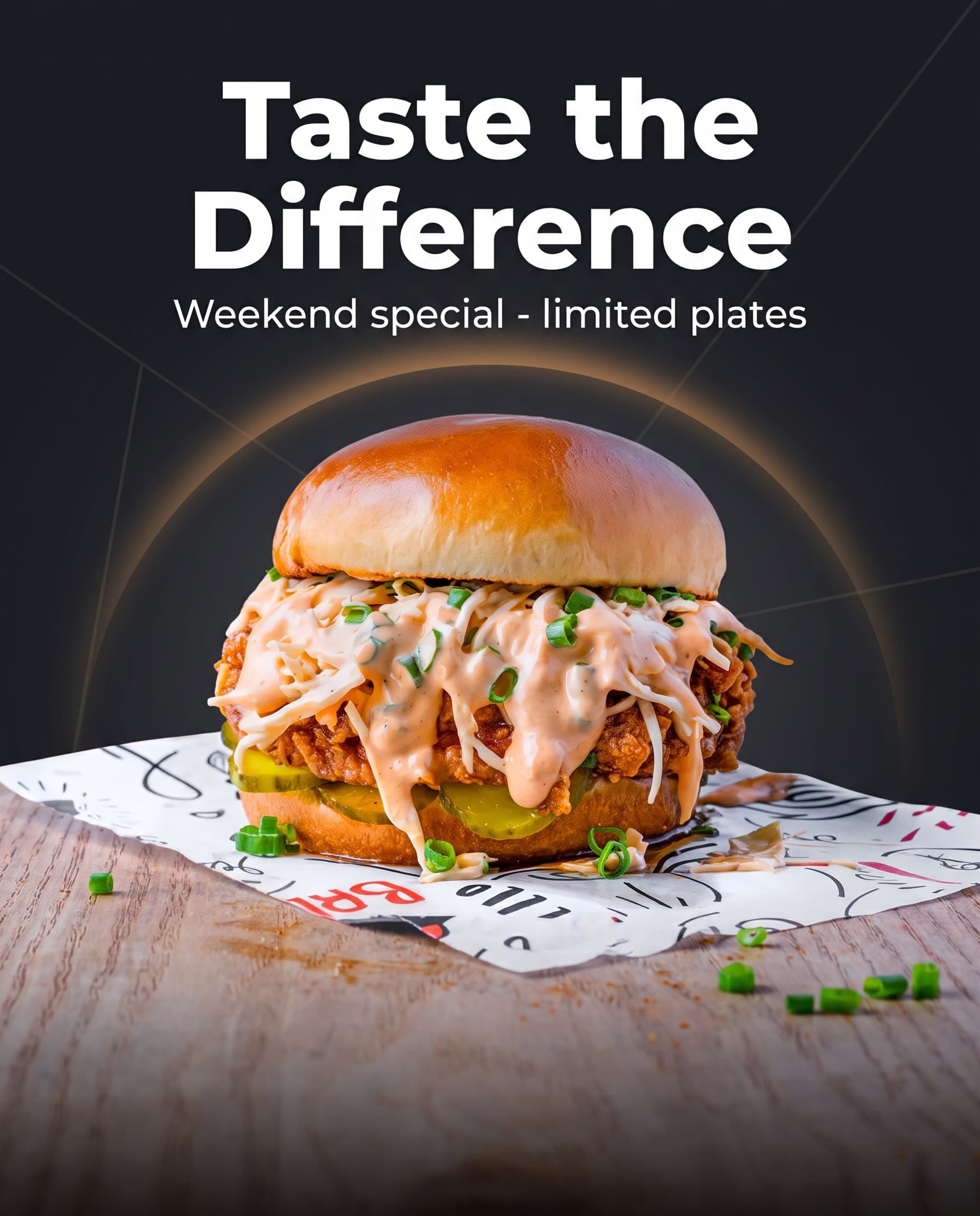 Vertical weekend special promo with the headline Weekend special and a limited plates callout