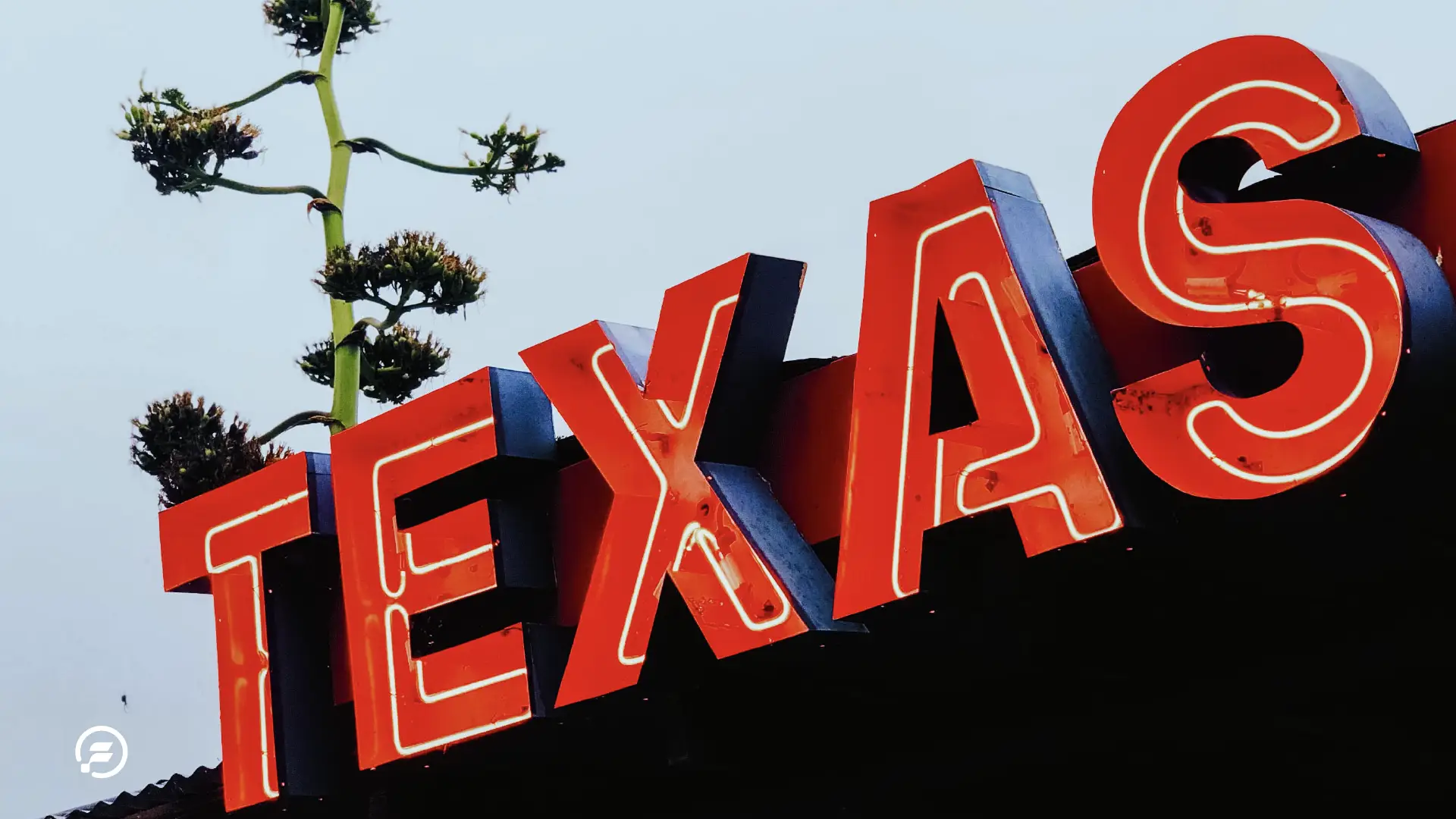 A big marquee with red letters spelling 'Texas'.