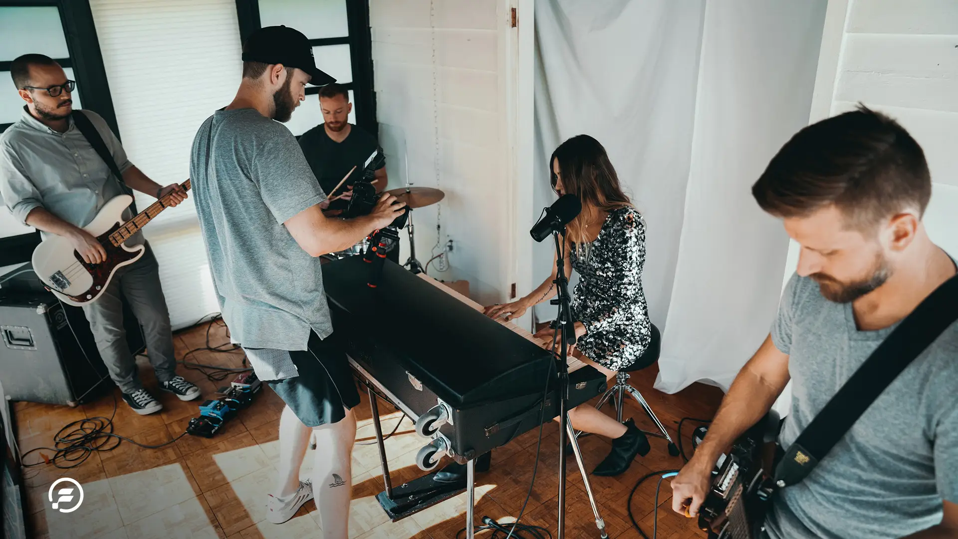 A band filming their own music video.
