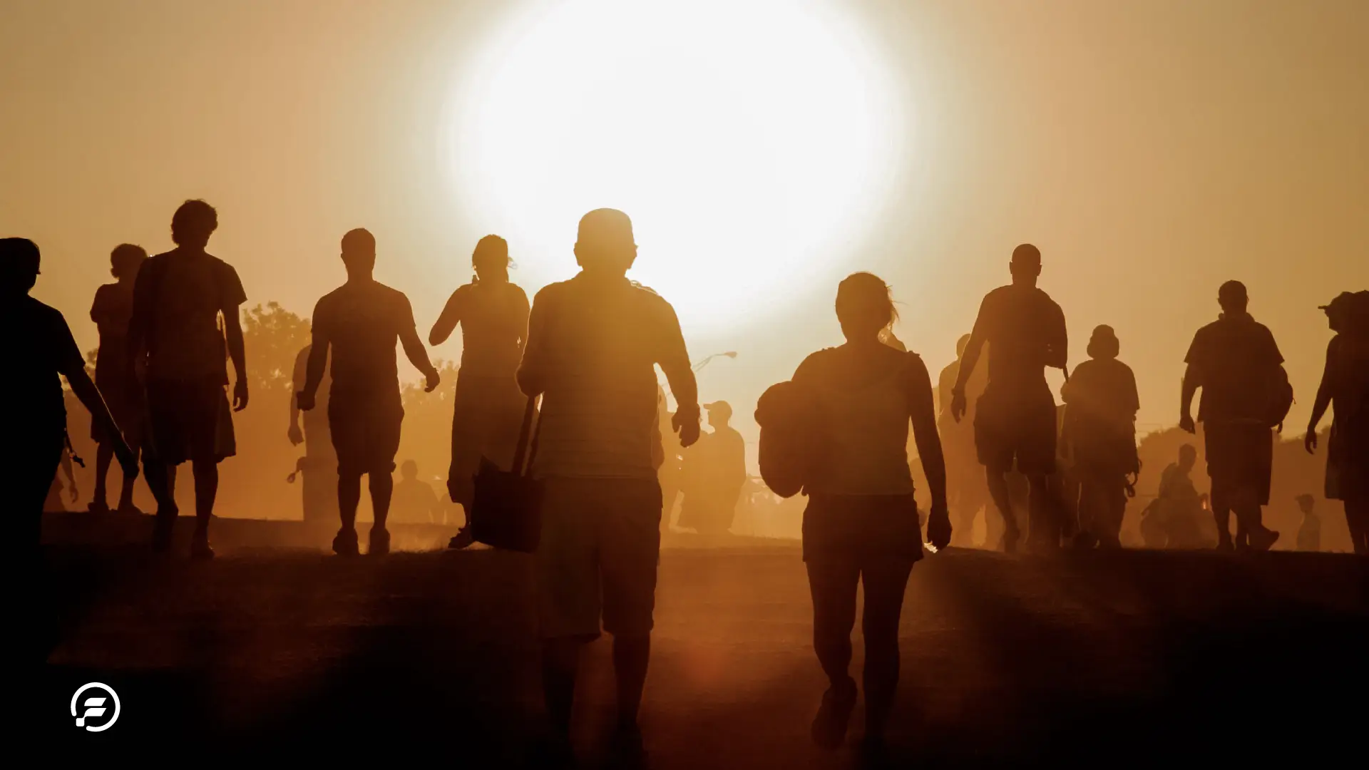 A crowd walking during the sunset during ACL.