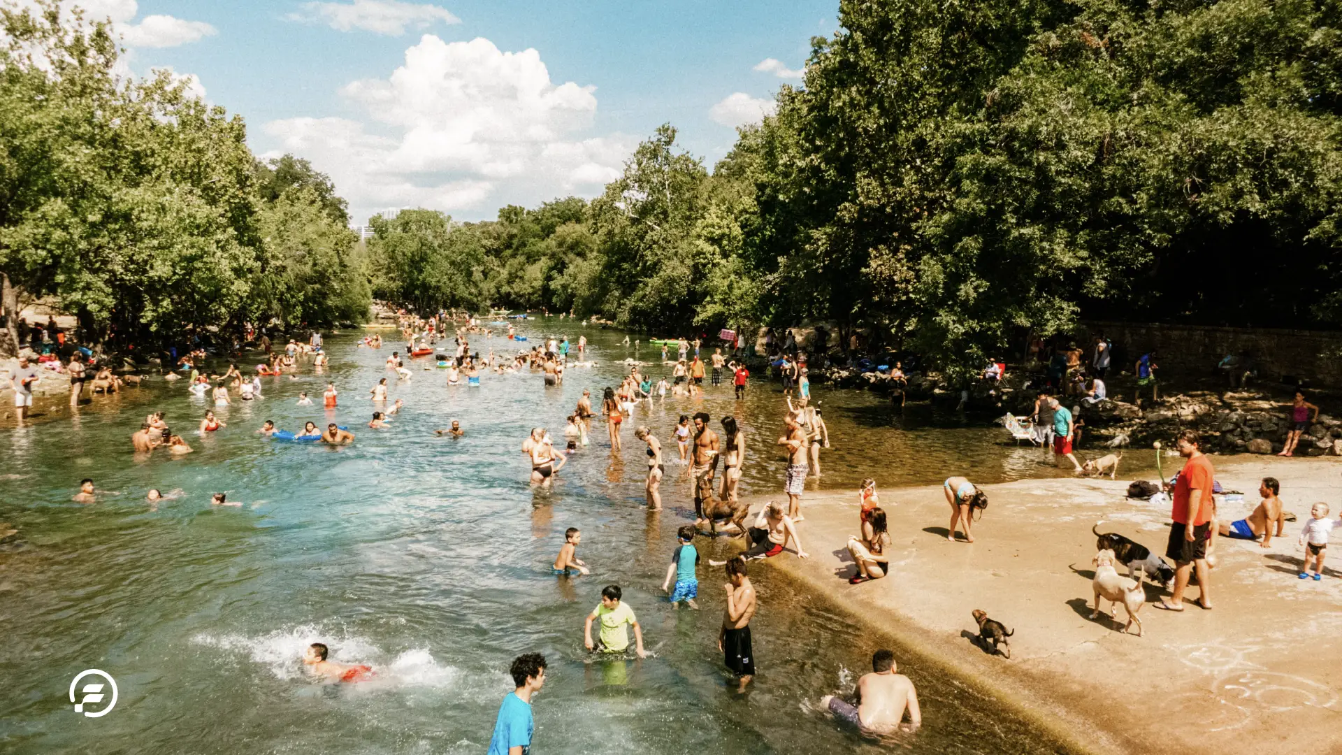 Beautiful people enjoying the Barking springs pool.