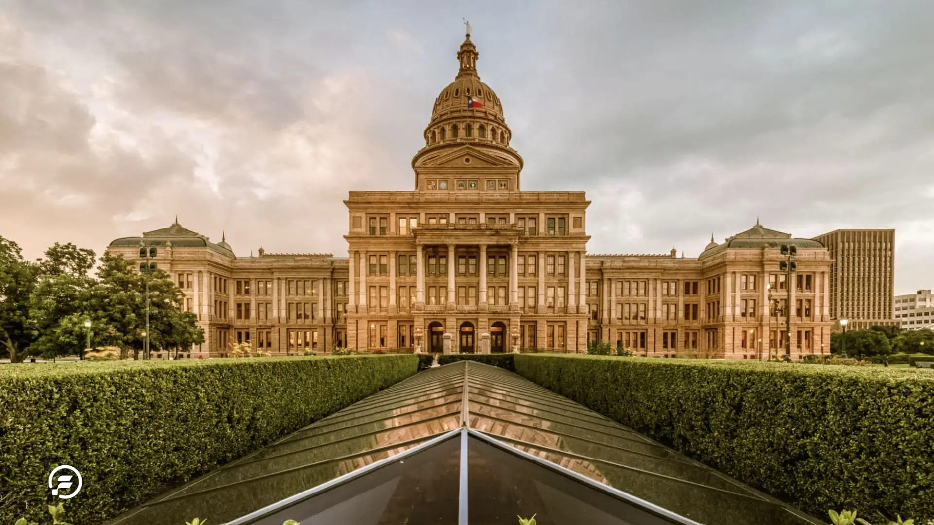 The capitol building of Texas with beautiful symmetry and architecture.