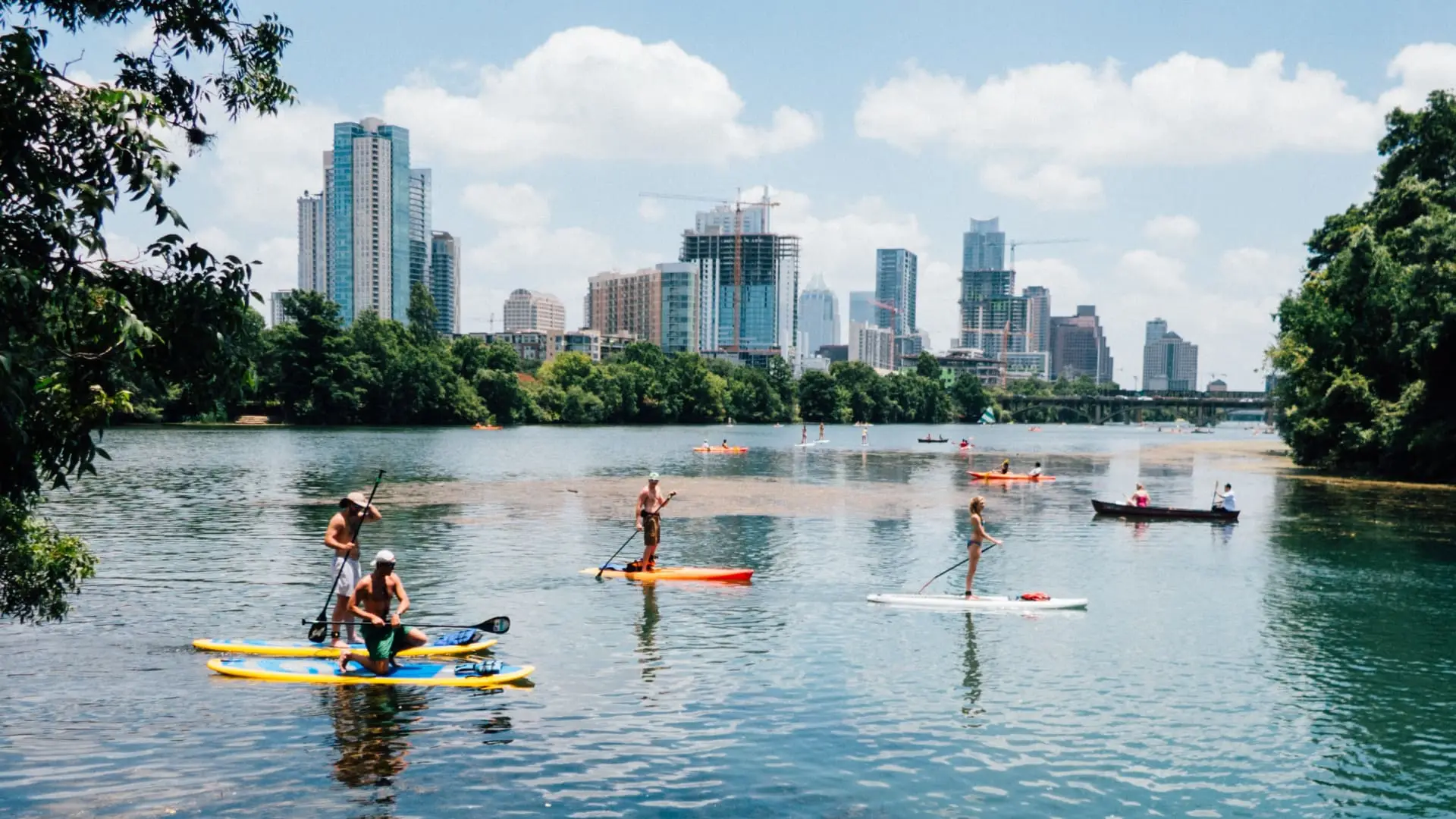 paddle boarding on town lake